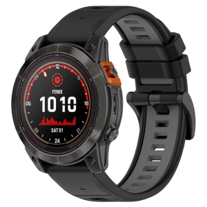 StrapsCo ColorBlock Active Watch Band Strap for Garmin Fenix 7 & 7 Pro - Black & Grey
