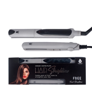 Pursonic Professional Salon Quality Flat Iron Hair Straightener With A Free Travel Straightener Silver