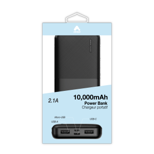 Amaze 10000mAh Power Bank with LED Power Indicator (1x USB-C, 2 x USB-A, 1 x Mic