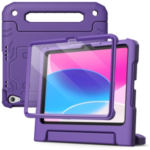 Kids Case for iPad 10 (10.9-Inch, 2022 Model, 10th Generation) with Built-in Screen Protector, Shockproof Full-Body Handle Stand Tablet Protective Cover (Purple)
