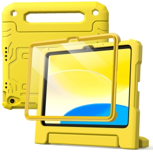 Kids Case for iPad 10 (10.9-Inch, 2022 Model, 10th Generation) with Built-in Screen Protector, Shockproof Full-Body Handle Stand Tablet Protective Cover (Yellow)