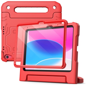 Kids Case for iPad 10 (10.9-Inch, 2022 Model, 10th Generation) with Built-in Screen Protector, Shockproof Full-Body Handle Stand Tablet Protective Cover (Red)