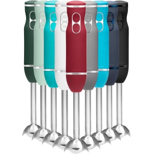 Chefman Immersion 300W Hand Blender with Stainless Steel Blades, Powerful Electric Ice Crushing 2-speed Control Handheld Food Mixer, Purées, Smoothies, Shakes, Soups, Red