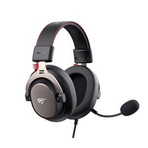 Havit H2015E Gaming 3.5mm plug headset, 53mm Speaker driver with Detachable Microphone design, compatible with PC, PS4/5 and XBOX_Black+Ochre