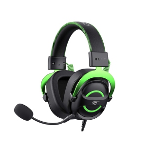 Havit H2002E Adjustable Wired Gaming Headset With Detachable Microphone, Surround Sound High Magnetic 50mm Speaker Gaming Headphones_Green + Black