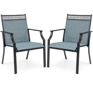 Costway Patio Chairs Set of 2 with All Weather Breathable Fabric High Backrest