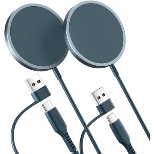 2 Pack Magnetic Wireless Charger Compatible with MagSafe Charger for iPhone 15/15 Pro/15 Plus/15 Pro Max/14/14 Pro/14 Plus/14 Pro Max/13/13 Pro/13 Pro Max/12, Blue