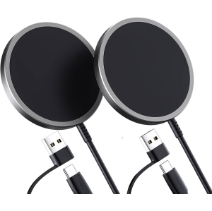 2 Pack Magnetic Wireless Charger Compatible with MagSafe Charger for iPhone 15/15 Pro/15 Plus/15 Pro Max/14/14 Pro/14 Plus/14 Pro Max/13/13 Pro/13 Pro Max/12, Black