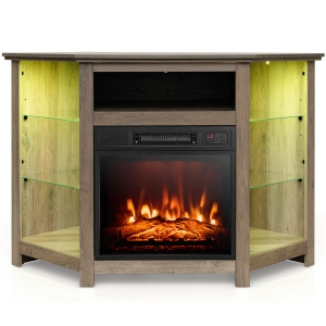 Costway Fireplace TV Stand with Led Lights & 18" Electric Fireplace for Tvs up to 50"