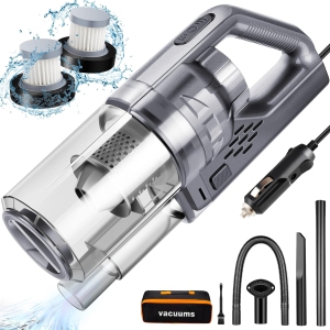 NIERBO Car Vacuum Cleaner Bagless Wet/Dry Handheld Vacuum for Car Interior with 7500Pa Suction, 150W, 16.4 ft Cord, HEPA - Gray
