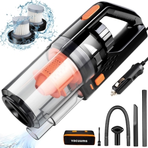 NIERBO Bagless Wet/Dry Handheld Vacuum for Car Interior with 7500Pa Suction, 16.4 ft Cord, HEPA, 4 Attachments - Black