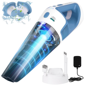 NIERBO 9500PA Cordless Bagless Handheld Vacuum for Car with 9500Pa Suction, Charging Dock, LED Light, 2 Washable HEPA Filters