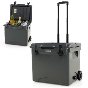 Costway 42 Qt Portable Cooler Roto Molded Ice Chest Insulated 5-7 Days with wheels Handle