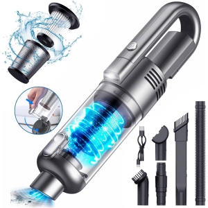 NIERBO Cordless Bagless Handheld Vacuum for Car with 9500Pa Suction, 25 min Runtime, LED Light, HEPA Filter - Silver