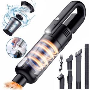 NIERBO Cordless Bagless Handheld Vacuum for Car with 9500Pa, 25 min Runtime, HEPA, LED Light, Accessories, Storage Bag - Black