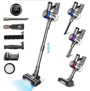 INSE S9 Cordless Bagless Stick Vacuum for Multi-Surface with 30KPa Suction, 55 min Runtime, LED Display, 4 Modes - Grey