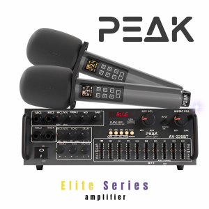 PEAK Karaoke Professional Bluetooth System (ECHO, EQ & 1200W): Bluetooth Amplifier PK-AMP-200, Two UHF Rechargeable PRO Wireless Microphone with Echo & Volume Control PK-MIC-020