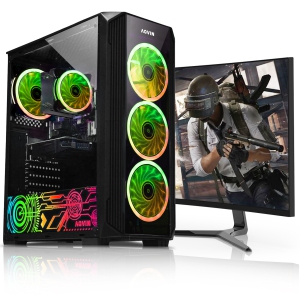 Gaming PC AQVIN ZForce - 24-inch Curved Gaming Monitor (Intel Core i7 / NVIDIA GeForce RTX 3050 6GB / 16GB DDR4 RAM / 1TB SSD / Windows 11 Pro / PCIe WIFI / RGB Keyboard Mouse)