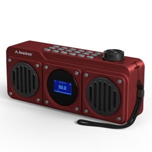 Avantree Boombyte - Portable Digital FM Radio with Bluetooth Speaker, Superb Sound, Metal Finish, MP3 Player, Support Micro SD Card & USB Audio Input, Long Play Time - Red
