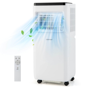 Costway 3-in-1 Portable Air Conditioner - 8000 BTU (250 sq ft Coverage) - 54dB, Window Kit, Remote - White