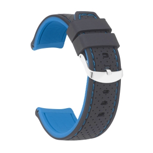 Bandini 24mm Silicone Rally Strap for Suunto 9, 9 Baro, 7 and Spartan - Rubber Watch Band For Diesel On Axial and Full Guard - Black & Blue