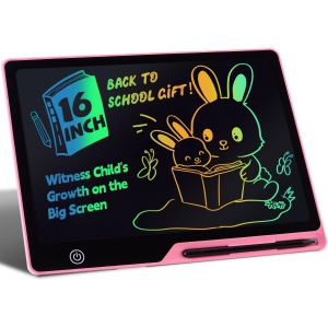 LCD Writing Tablet for 3-8 Kids, Rechargeable 16 Inch Doodle Board,Preschool Learning Toys Christmas Birthday Gift for 3-8 Year Old Girls Boys, Pink