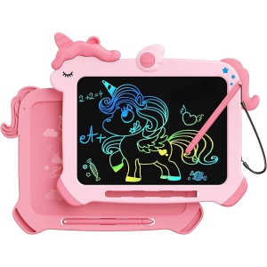LCD Writing Tablet for Kids, Unicorn Colorful Screen Drawing Pad, Doodle Board, Toddlers Travel Toy, Educational Toy, Birthday Gift for 3 -8 Year Old Pink
