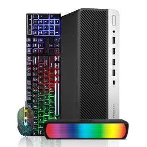 HP ProDesk 600 G4 SFF Desktop PC | Intel i5 Hexa-Core 8th Gen CPU | 16GB DDR4 RAM | 256GB NVMe SSD | Windows 11 Pro | RGB Sound Bar | HDMI |WIFI-Refurbished (Excellent)