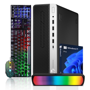 Professional Desktop PC HP ProDesk 600 G4 SFF Computer (Intel i5 Hexa-Core Processor/ 512GB NVMe SSD/ 32GB DDR4 RAM/ Windows 11 Pro/ RGB Sound Bar) -Refurbished (Excellent)