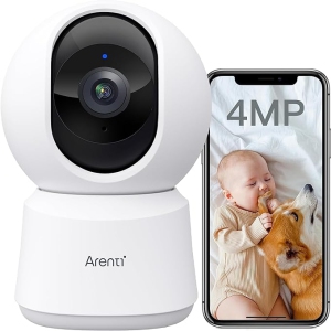 ARENTI 360° View 4MP Indoor Security Camera, 5G&2.4G WiFi Baby Monitor,Pet Camera with Phone App,Motion Tracking,Sound Detection, Night Vision,Two-Way Audio, Works with Alexa (P2Q)