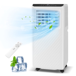 Gymax 3-in-1 Portable Air Conditioner - 8000 BTU (250 sq ft Coverage) - 54dB, Window Kit, Remote - White