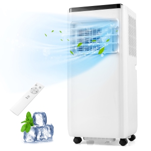 Gymax 3-in-1 Portable Air Conditioner - 8000 BTU (250 sq ft Coverage) - 54dB, Window Kit, Remote - White