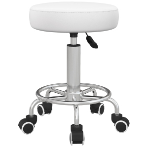 Vinsetto Adjustable Swivel Salon Stool Hydraulic PU Barber Rolling Massage Tattoo Chair Bar Beauty SPA Seat, White