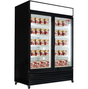 NEW AIR RÉFRIGÉRATION Commercial 54" 43 Cu. Ft. Double Glass Door Merchandiser FREEZER (NGF-122-H) - Black
