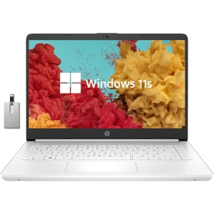 HP Stream 14" HD Laptop - Intel Celeron N4000 - 8GB DDR4 - 64GB eMMC - Intel UHD Graphics - Windows 11 S - White - 1 Year Office 365 - 32GB USB Card