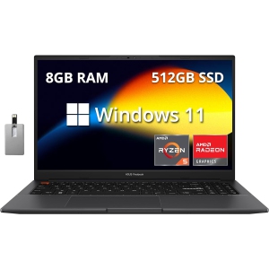 ASUS VivoBook S 15 Slim 15.6" FHD Laptop - AMD Ryzen 5 5600H - 8GB DDR4 - 512GB SSD - Radeon Graphics - Windows 11 Home - Indie Black - 32GB Hotface USB Card