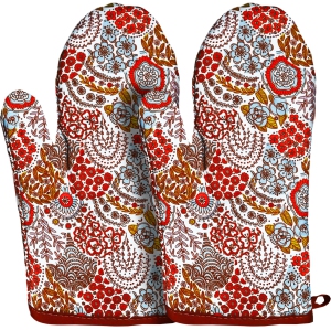 Canadian Linen Oven Mitts, 180°C Heat Resistant Cotton Non Slip Grip Machine Washable Oven Mitts for Baking Microwave Kitchen Cooking, Orange Printed