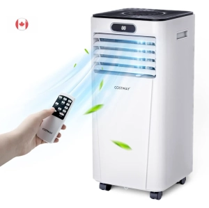 Costway 3-in-1 Portable Air Conditioner - 8000 BTU (230 sq ft Coverage) - Window Kit, Remote - White