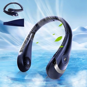 Neck Fan Rechargeable, 5000mAh Bladeless Portable Neck Fan Foldable 3 Speed Wearable Hands-with LED Display for Traveling, Sports, Work, Home, Kitchen