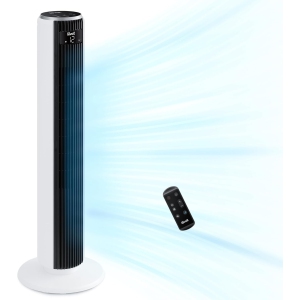 LEVOIT 36'' Tower Fan for Bedroom, 90° Oscillating Standing Fans with 26ft/s Velocity, Quiet 25dB, Bladeless Cooling Fan for Office, 12 Speeds, 4 Modes, 12H Timer, LED Display