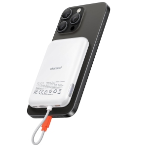 Mini Portable Charger for iPhone, Anti-Dropout Lightweight Fast Charging Power Bank with Built in Cable 5000mAh, USB C in/Out Battery Pack, Compatible with iPhone Samsung Pixel