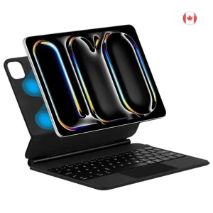 iPad Pro 13 2024 Case | Leather Stand Cover with Touchpad Bluetooth Keyboard - Black