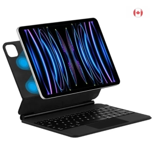 iPad Air 13 (2024) / Pro 12.9 (2018-2022) Leather Case with Keyboard | Floating Design - Black