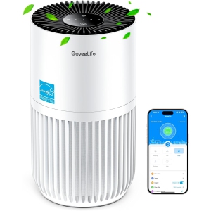 GoveeLife Mini Air Purifier for Bedroom, HEPA Smart Filter Air Purifier with App Alexa Control for Pet Hair, Odors, Pollen,Smoke, Portable Air Cleaner with 3 Speeds, 2 Modes, Timer