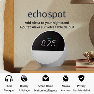 Amazon Echo Spot Smart Alarm Clock with Alexa - Glacier | Best Buy
