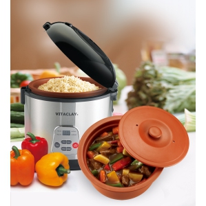 VitaClay VF7700-6 2-in-1 Rice N’ Slow Cooker (ROUND, 6 Cup, 3.2 Quart)