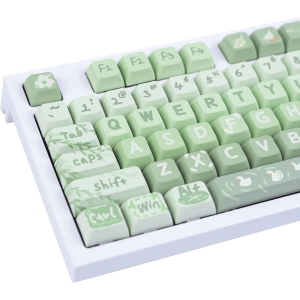 PBT Anime Keycaps 133 Keys, Matcha Green Keycaps Cute Keycaps XDA Profile Custom Keyboard Keycaps for 60/61/64/68/75/84/87/96/98/104/108 Mechanical Keyboards