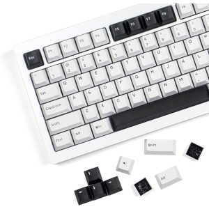 Bow Keycaps 168 Keys, Minimalist Style Black on White Keycaps, Double Shot PBT Custom Keycap Set, Cherry Profile Keyboard Keycaps for Mechanical Keyboard