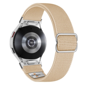 Nylon Stretch Band for Samsung Galaxy Watch 6 - Khaki - Silver Adapter