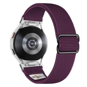 Nylon Stretch Band for Samsung Galaxy Watch 6 - Purple - Silver Adapter